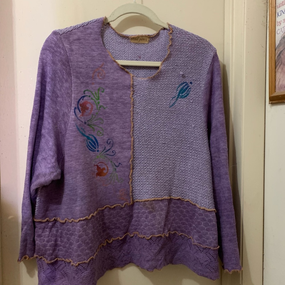 Steel Pony,  art to wear cropped sweater